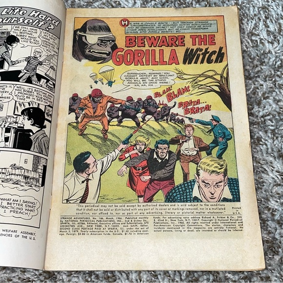 VINTAGE 1966 DC COMICS Strange Adventures Gorilla Witch Silver Age Comic #186 - Picture 7 of 10